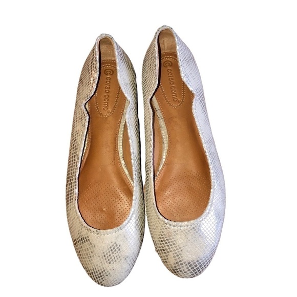 Corso Como Ballet Flat Leather Callie Silver Metallic Size 9 - Picture 6 of 16